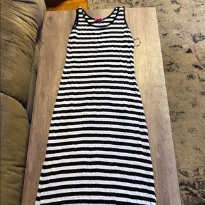 Zenana Outfitters Black and White Striped Maxi Dress